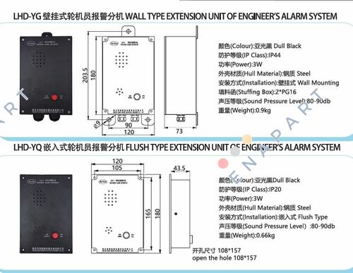 wall type or flash type of extension unit of engineer's alarm system