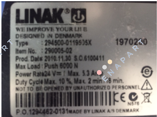 Part N: 290005-02, Type N: 294500-0119505X oem
