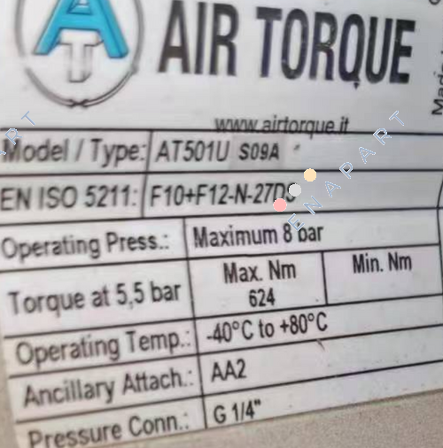B10- AT501US09AF10+F12 27DS-000 Actuador neumático de piñón y cremallera con retorno por resorte