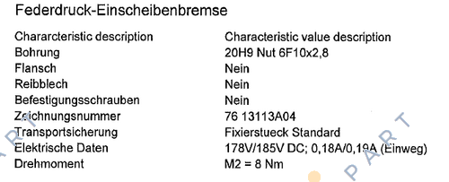 76 13113A04 -0002 freno de disco único con presión de resorte