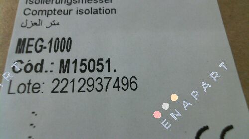 P/N: M15051 Type: MEG 1000 medidor de aislamiento