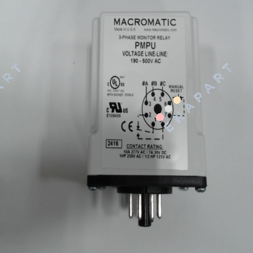 193599301 MONITOR DE FASE DE RELÉ Daikin McQuay 193599301, 109-500 VAC, 10 A/277 V, 7 A/30 V, SPDT de 8 pines