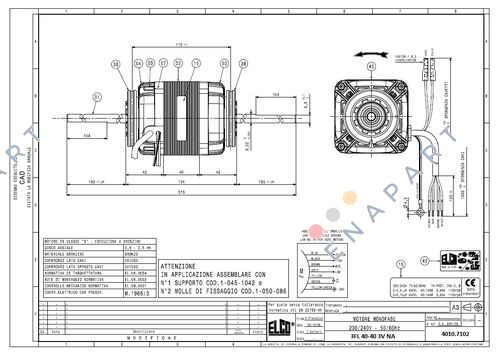 108206 / 1BT 40-40 3V NA 230V 50/60Hz MOTOR VENTILADOR