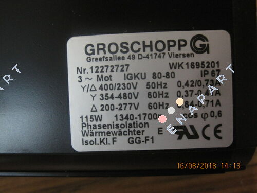 Typ: IGKU 80-80 (Getribe Z20 i=375:1) Motorreductor asíncrono AC con caja de engranajes helicoidales