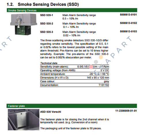 Type: SSD 535-3 / 11-2000010-01-01 Detector de humo