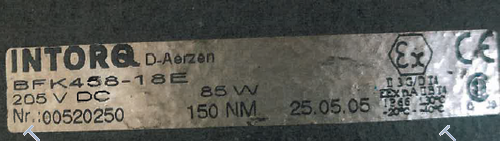 BFK 458-18 E (180 Vdc, 150 Nm) Imán de freno