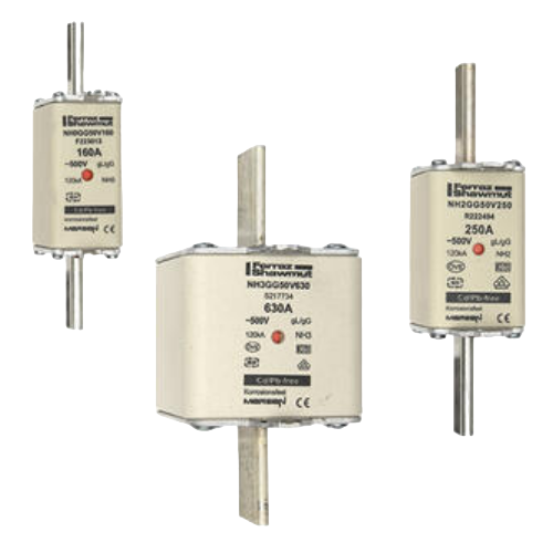 NH fuse-links gG 500VAC , double indicator/live gripping-lugs size 000, 00, 0, 1, 2, 3