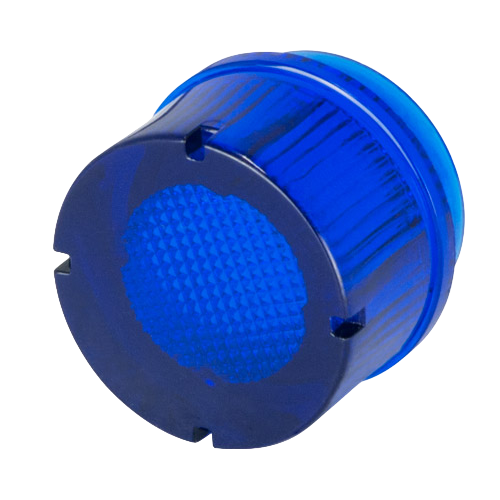 Lenses for illuminated projecting push-buttons