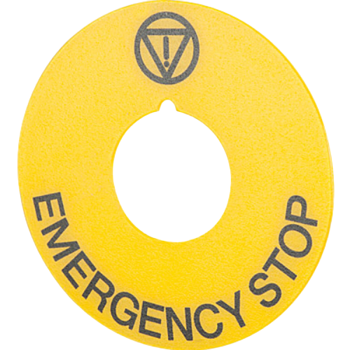 Emergency stop legend plates