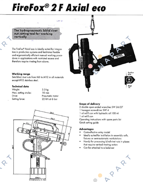 FIREFOX® 2 F AXIAL ECO - M 6  remachadora para remaches М3-М12