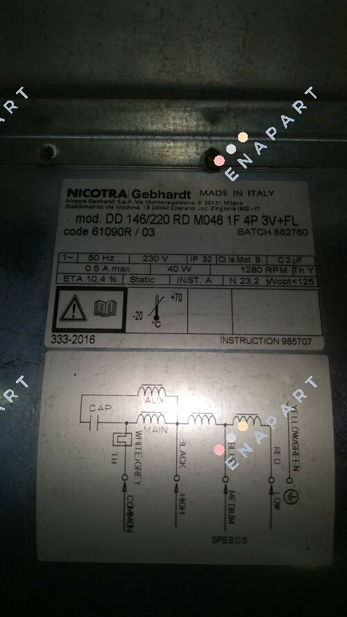 DD 146/220 RD M048 1F 4P 3V+FL (code 61090r) Ventilador